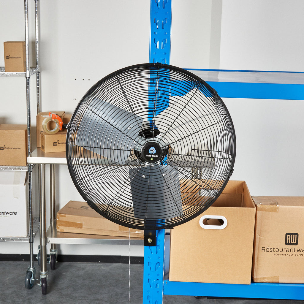 Wind Blade 3-Speed Oscillating Industrial Wall-Mount Fan - Tilt Head, 1/6 HP, 5,250 CFM - 20" - 1 count box