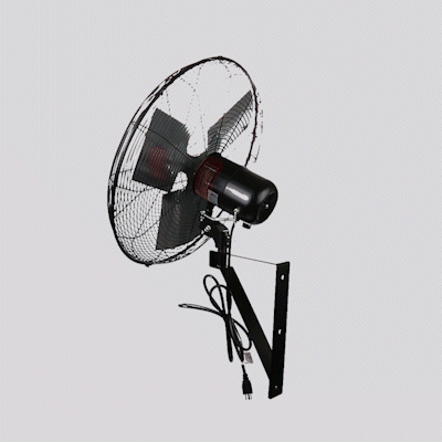 Wind Blade 3-Speed Oscillating Industrial Wall-Mount Fan - Tilt Head, 1/6 HP, 5,250 CFM - 20" - 1 count box
