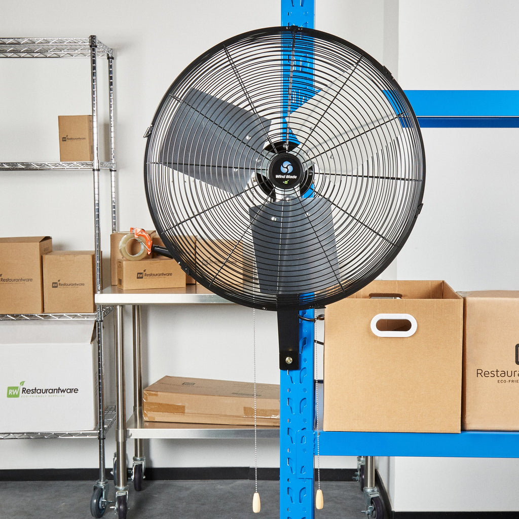 Wind Blade 3-Speed Oscillating Industrial Wall-Mount Fan - Tilt Head, 1/6 HP, 5,250 CFM - 20" - 1 count box