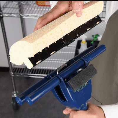RW Clean Blue Cellulose Sponge Mop - with Handle, Scouring Pad Attachment - 10 1/4" - 1 count box