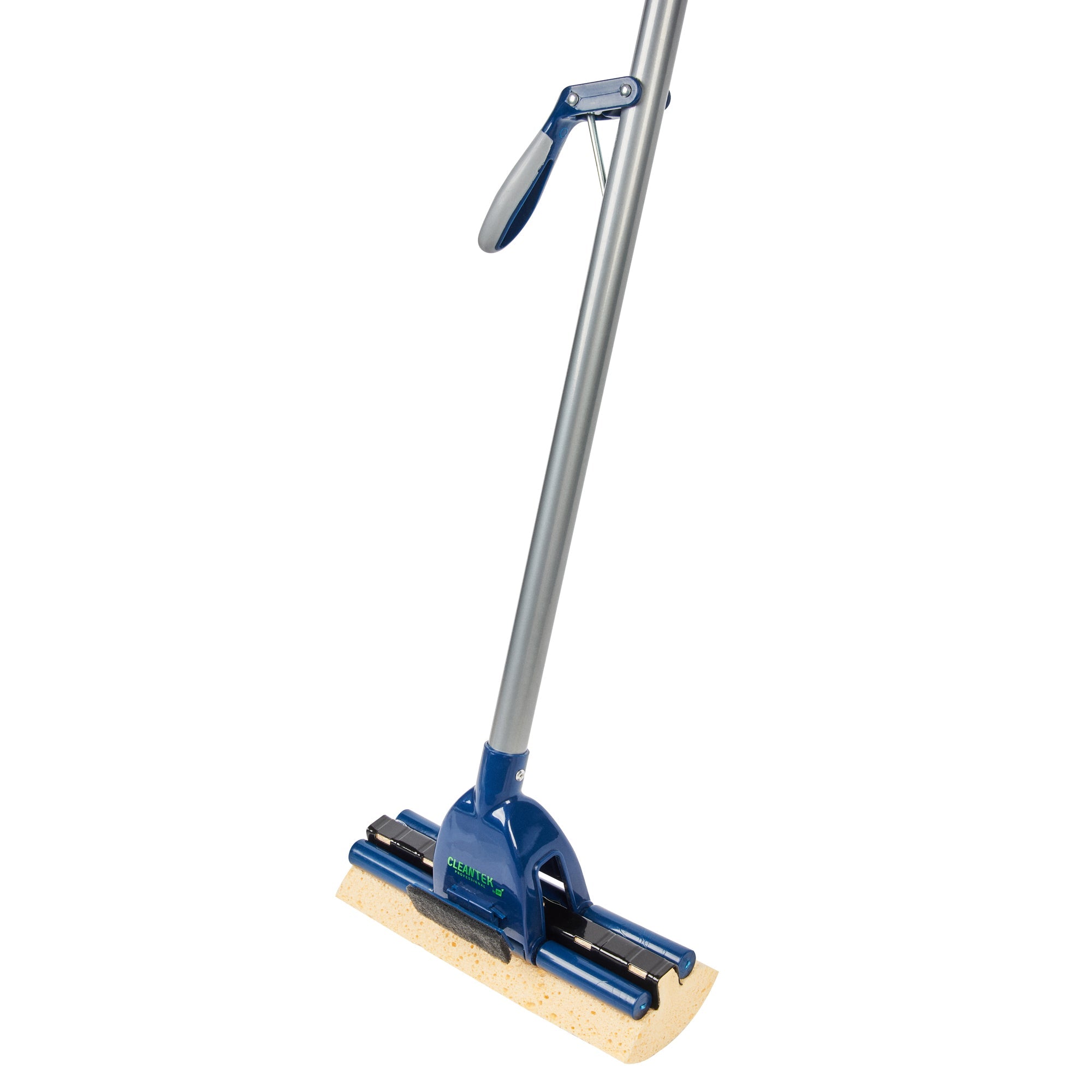 RW Clean Blue Cellulose Sponge Mop - with Handle, Scouring Pad Attachment - 10 1/4" - 1 count box