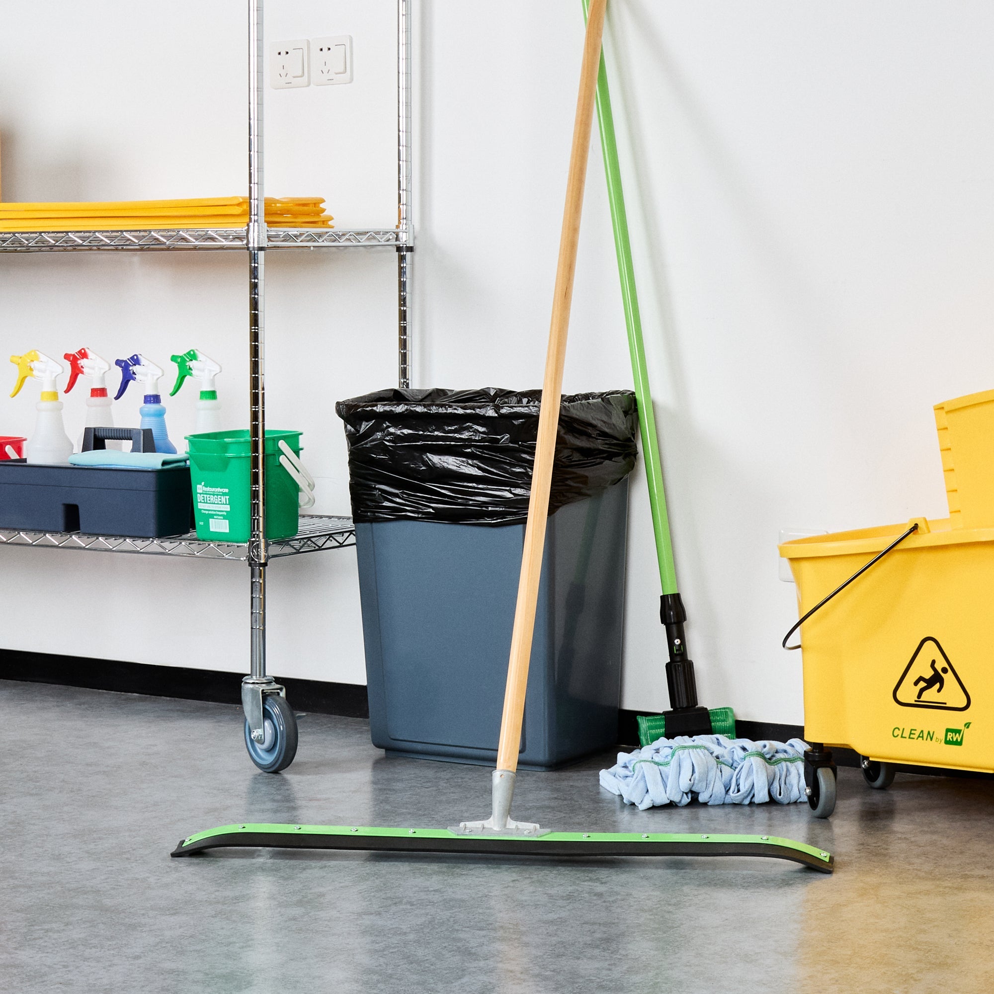 Clean Tek Professional Green Steel Heavy-Duty Floor Squeegee - Curved - 35 3/4" - 1 count box
