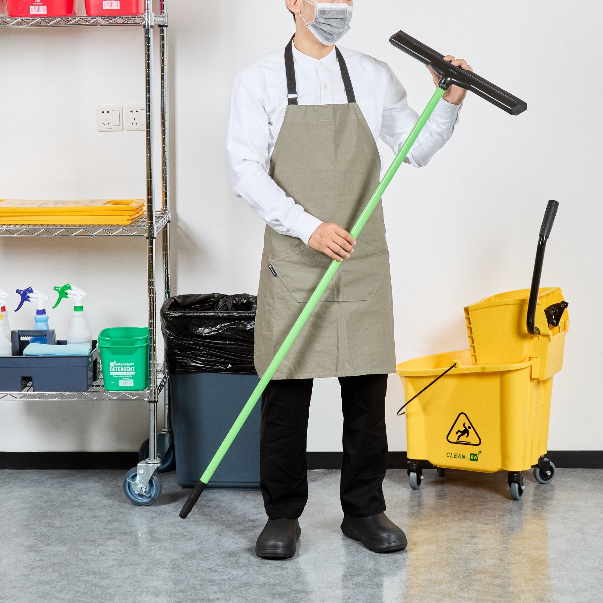 Clean Tek Professional Green Steel Handle - for Window Strip Washer and Floor Squeegee - Threaded - 55" - 1 count box