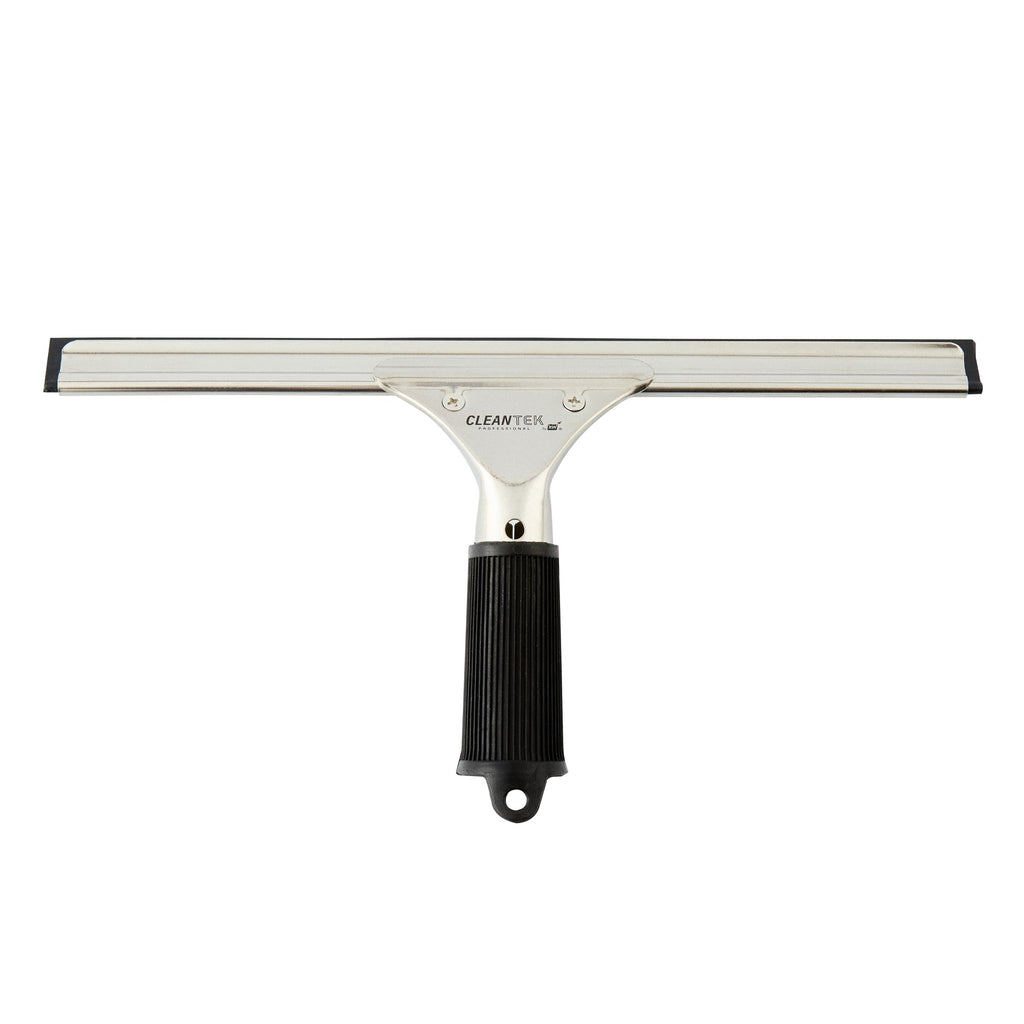 Clean Tek Professional Stainless Steel Window Squeegee - with Black Rubber Grip - 11 3/4" - 1 count box