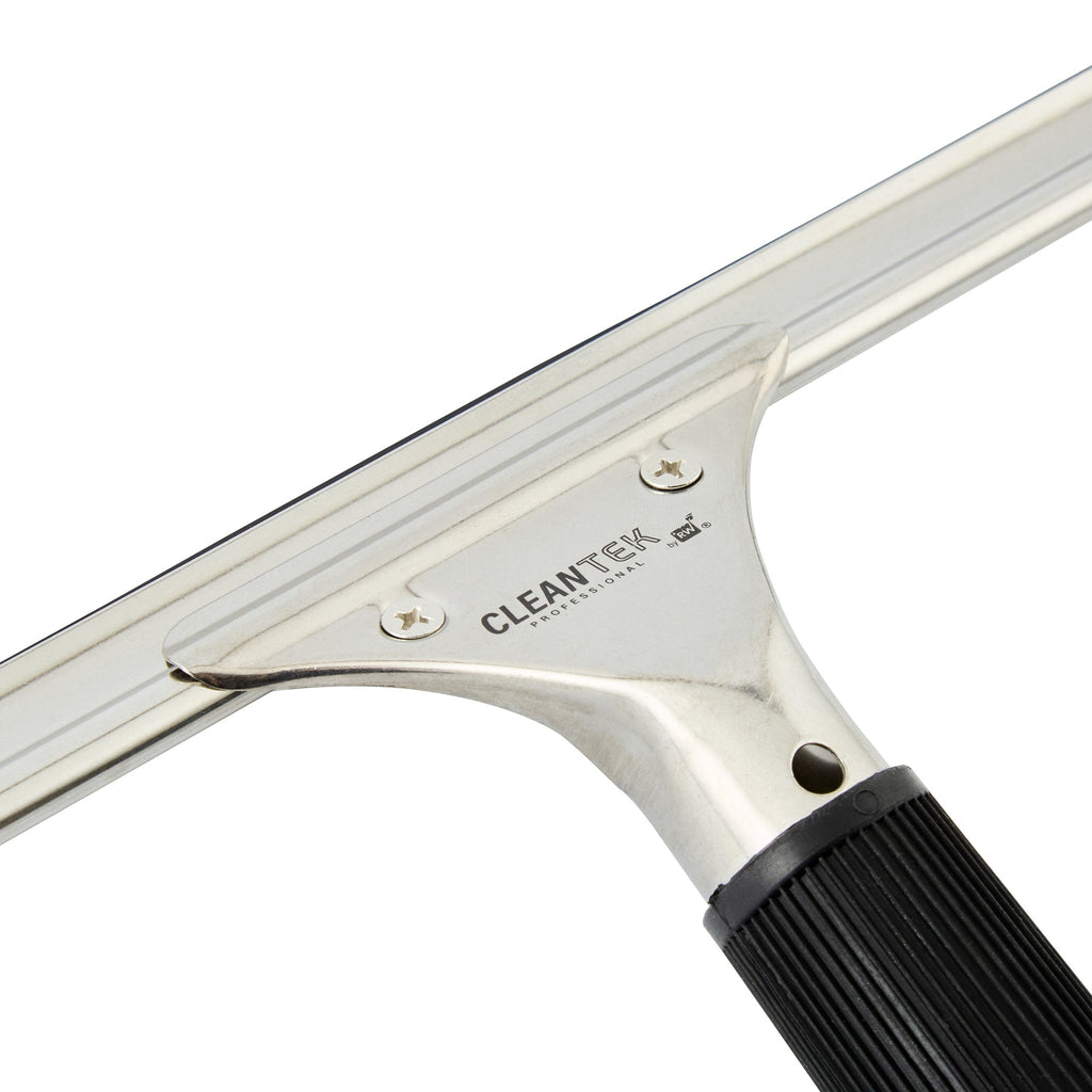 Clean Tek Professional Stainless Steel Window Squeegee - with Black Rubber Grip - 11 3/4" - 1 count box