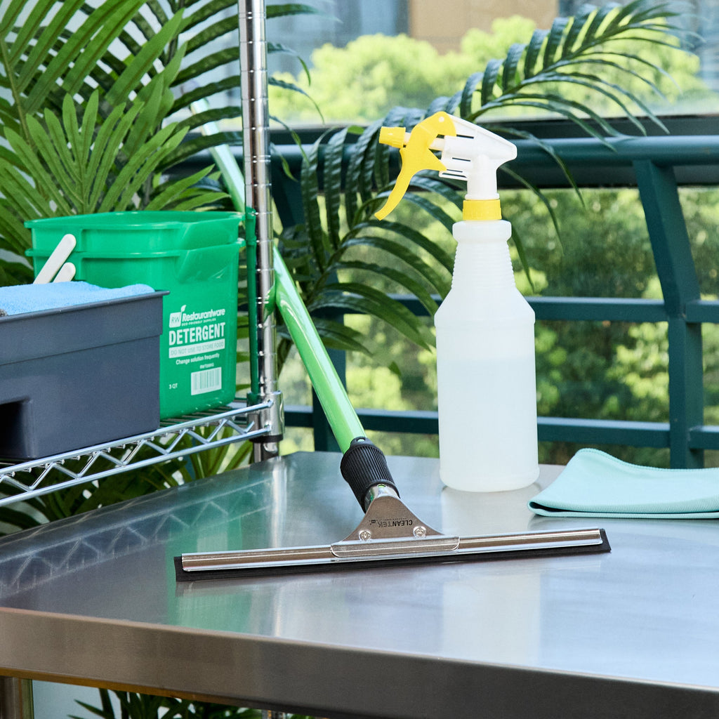 Clean Tek Professional Stainless Steel Window Squeegee - with Black Rubber Grip - 11 3/4" - 1 count box