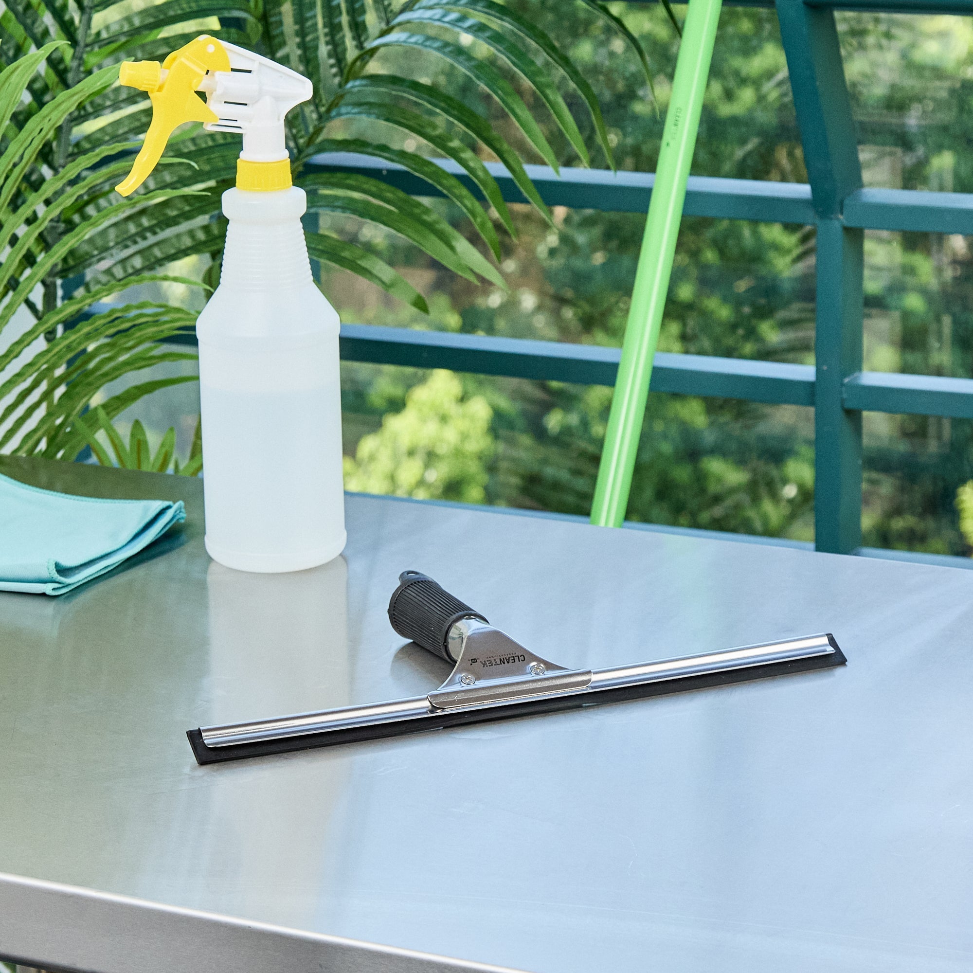Clean Tek Professional Stainless Steel Window Squeegee - with Black Rubber Grip - 13 3/4" - 1 count box