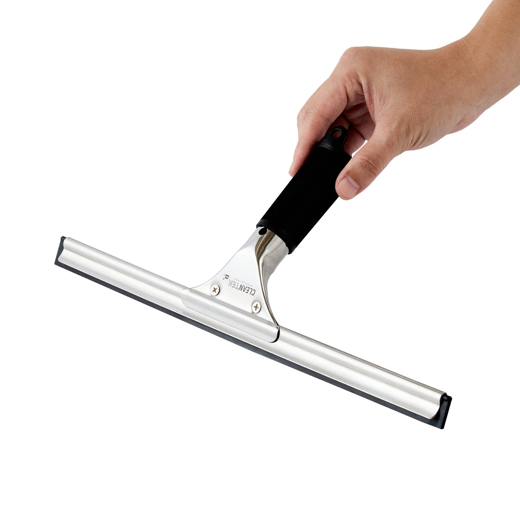 Clean Tek Professional Stainless Steel Window Squeegee - with Black Rubber Grip - 13 3/4" - 1 count box