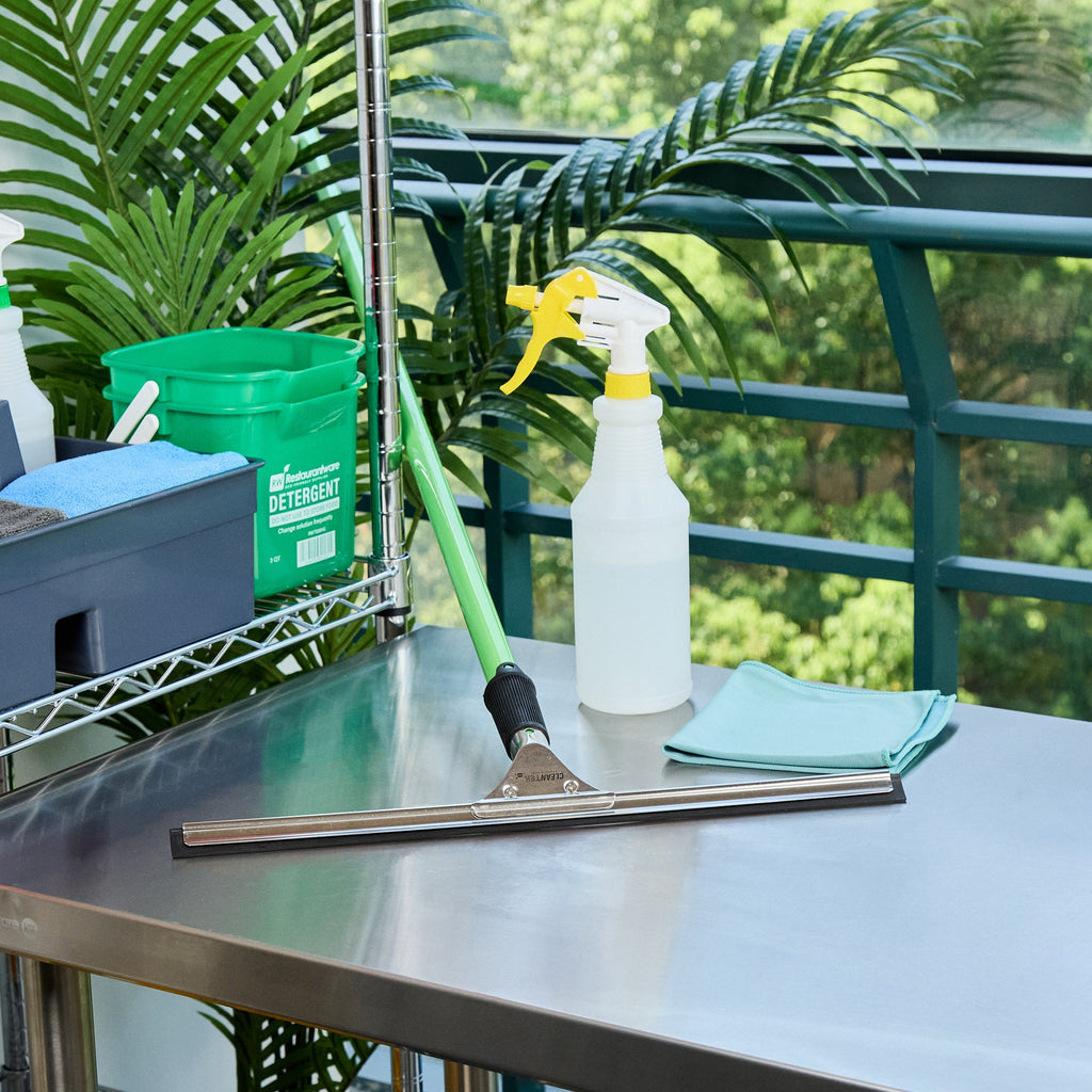 Clean Tek Professional Stainless Steel Window Squeegee - with Black Rubber Grip - 17 3/4" - 1 count box