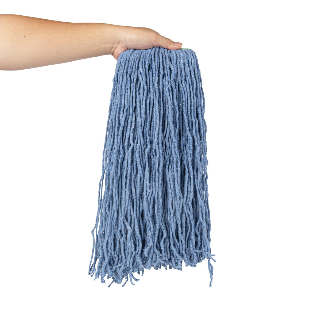Clean Tek Professional 24 oz Blue Cotton Blend Heavy Duty Wet Mop Head - with 1 1/4" Headband, Cut End - 1 count box