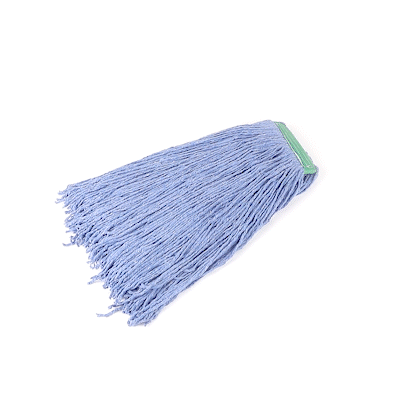 Clean Tek Professional 24 oz Blue Cotton Blend Heavy Duty Wet Mop Head - with 1 1/4" Headband, Cut End - 1 count box