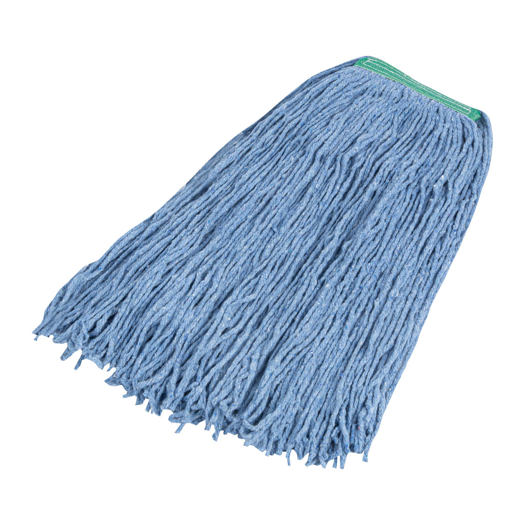 Clean Tek Professional 24 oz Blue Cotton Blend Heavy Duty Wet Mop Head - with 1 1/4" Headband, Cut End - 1 count box