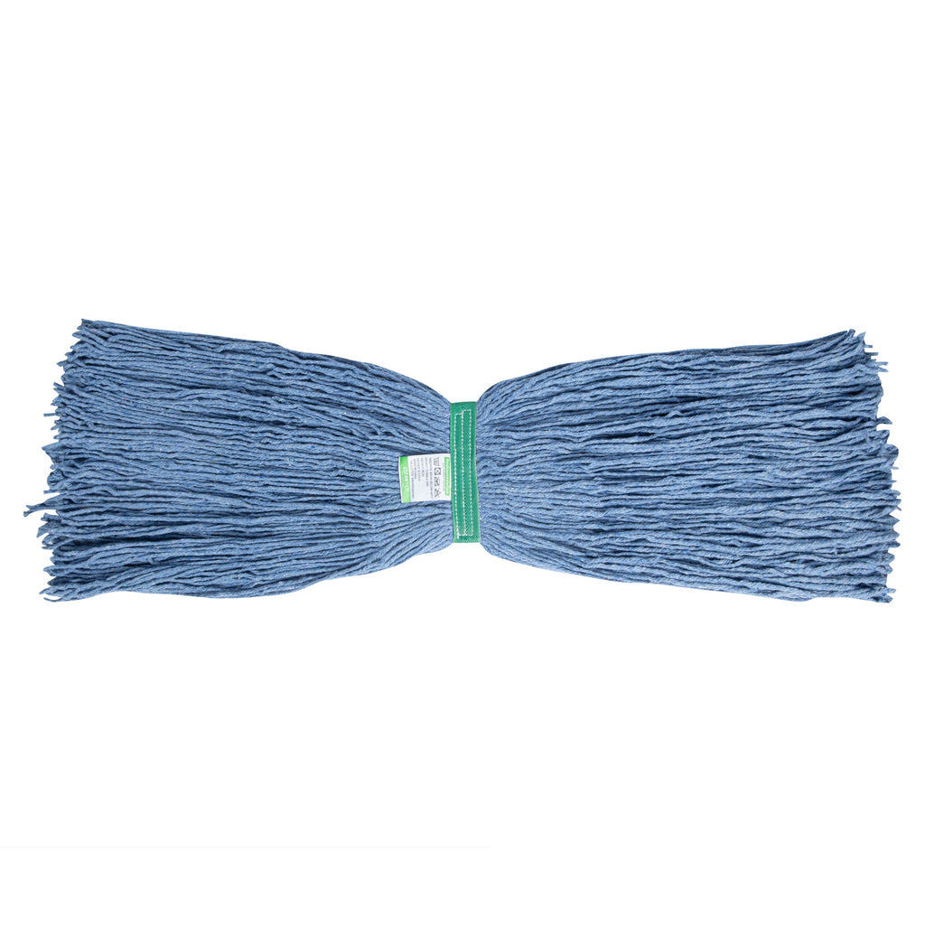 Clean Tek Professional 24 oz Blue Cotton Blend Heavy Duty Wet Mop Head - with 1 1/4" Headband, Cut End - 1 count box