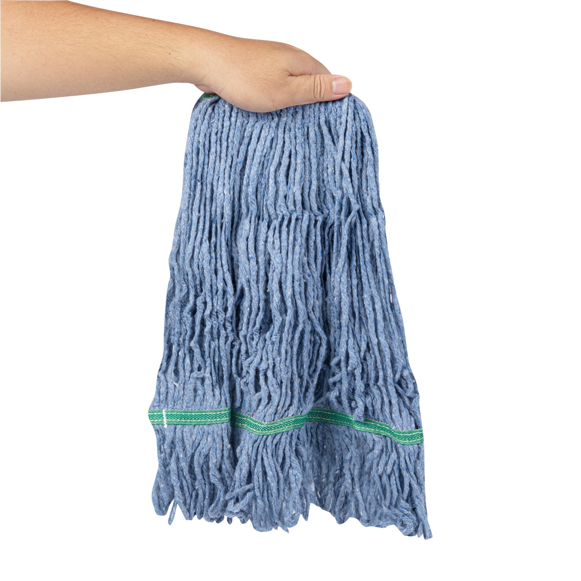 Clean Tek Professional 16 oz Blue Cotton Blend Heavy Duty Wet Mop Head - with 1 1/4" Headband- 1 count box
