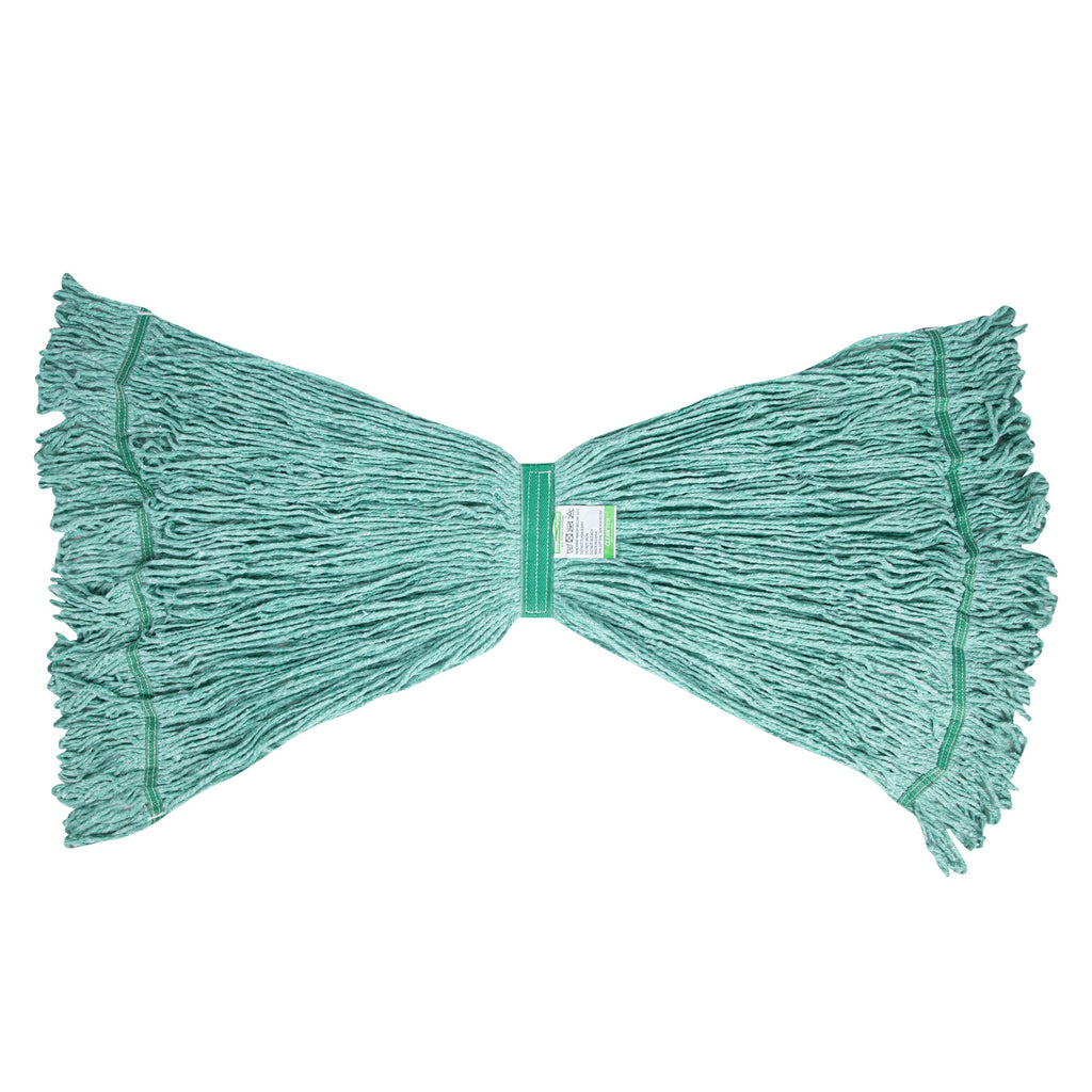 Clean Tek Professional 24 oz Green Cotton Blend Heavy Duty Wet Mop Head - with 1 1/4" Headband- 1 count box