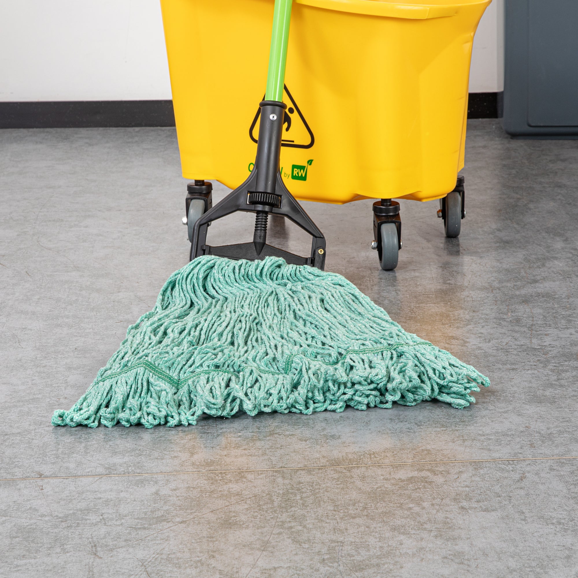 Clean Tek Professional 24 oz Green Cotton Blend Heavy Duty Wet Mop Head - with 1 1/4" Headband- 1 count box
