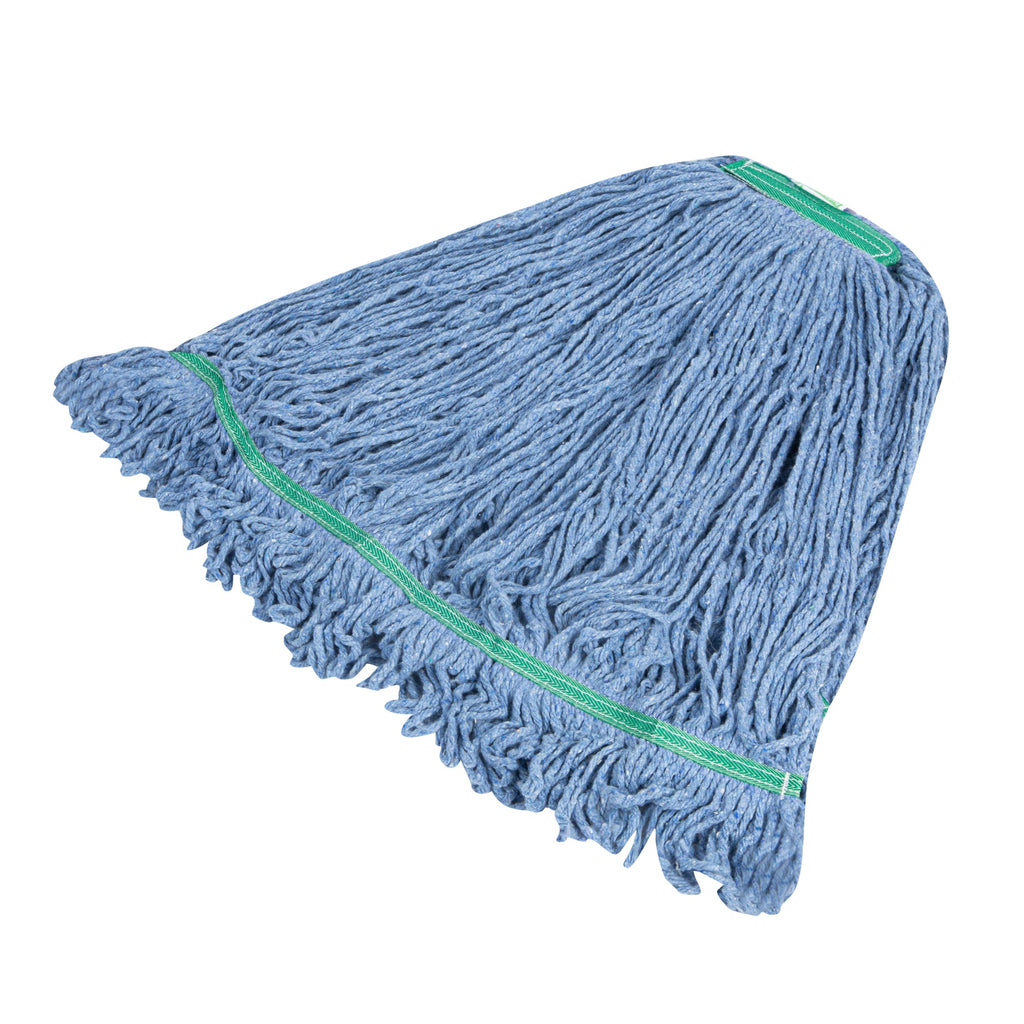 Clean Tek Professional 32 oz Blue Cotton Blend Heavy Duty Wet Mop Head - with 1 1/4" Headband- 1 count box