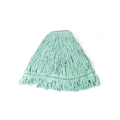 Clean Tek Professional 32 oz Green Cotton Blend Heavy Duty Wet Mop Head - with 1 1/4" Headband- 1 count box