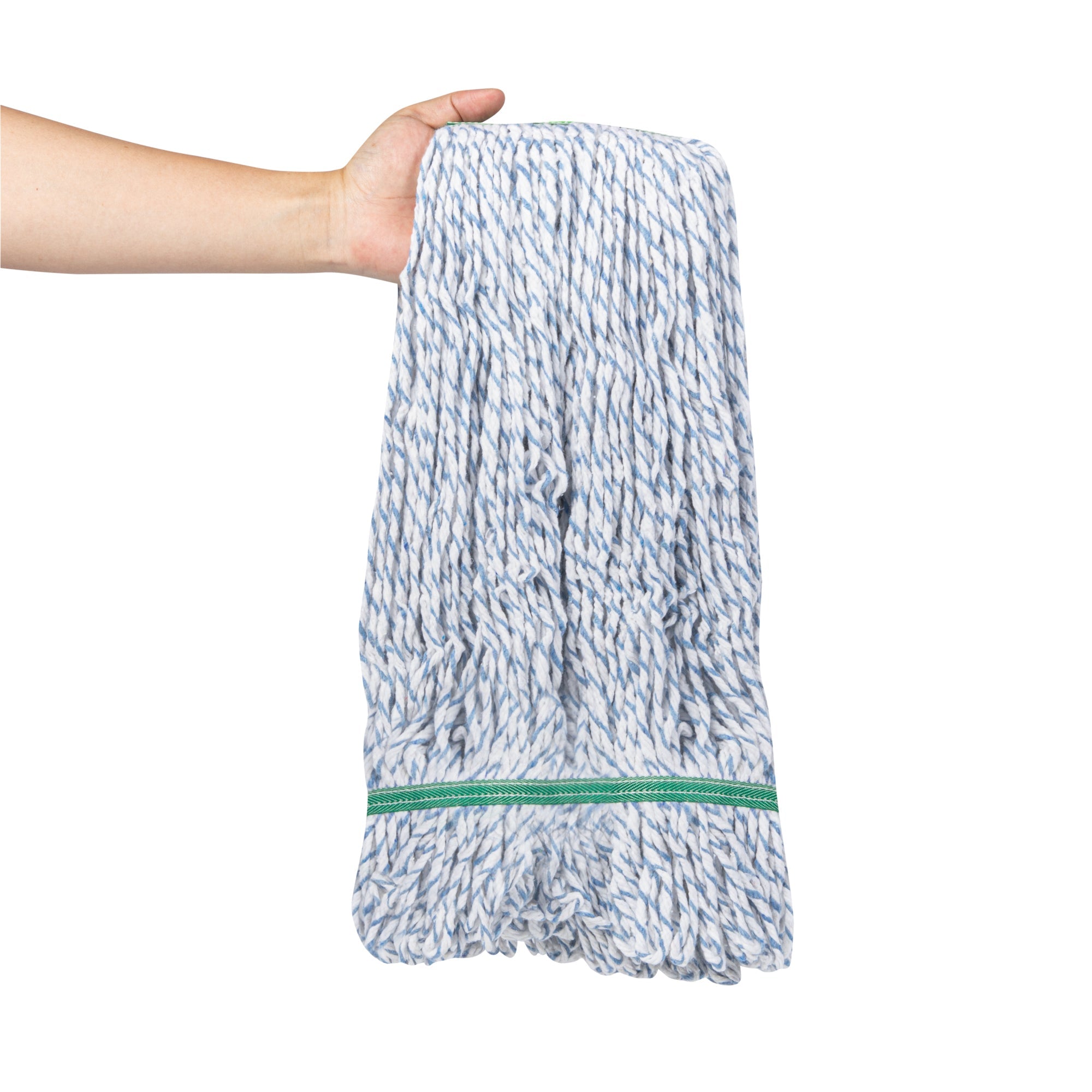 Clean Tek Professional 24 oz Blue Cotton Blend Finishing Wet Mop Head - with 1 1/4" Headband- 1 count box