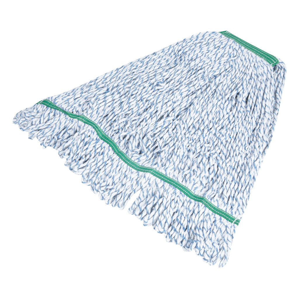 Clean Tek Professional 24 oz Blue Cotton Blend Finishing Wet Mop Head - with 1 1/4" Headband- 1 count box