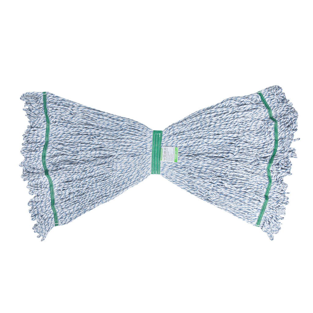 Clean Tek Professional 24 oz Blue Cotton Blend Finishing Wet Mop Head - with 1 1/4" Headband- 1 count box
