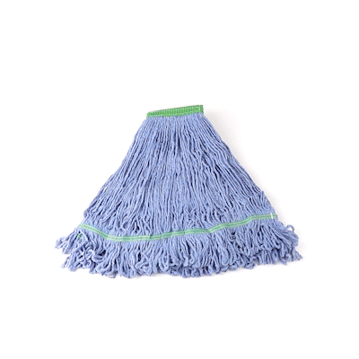 Clean Tek Professional 24 oz Blue Cotton Blend Wet Mop Head - with 5" Headband- 1 count box
