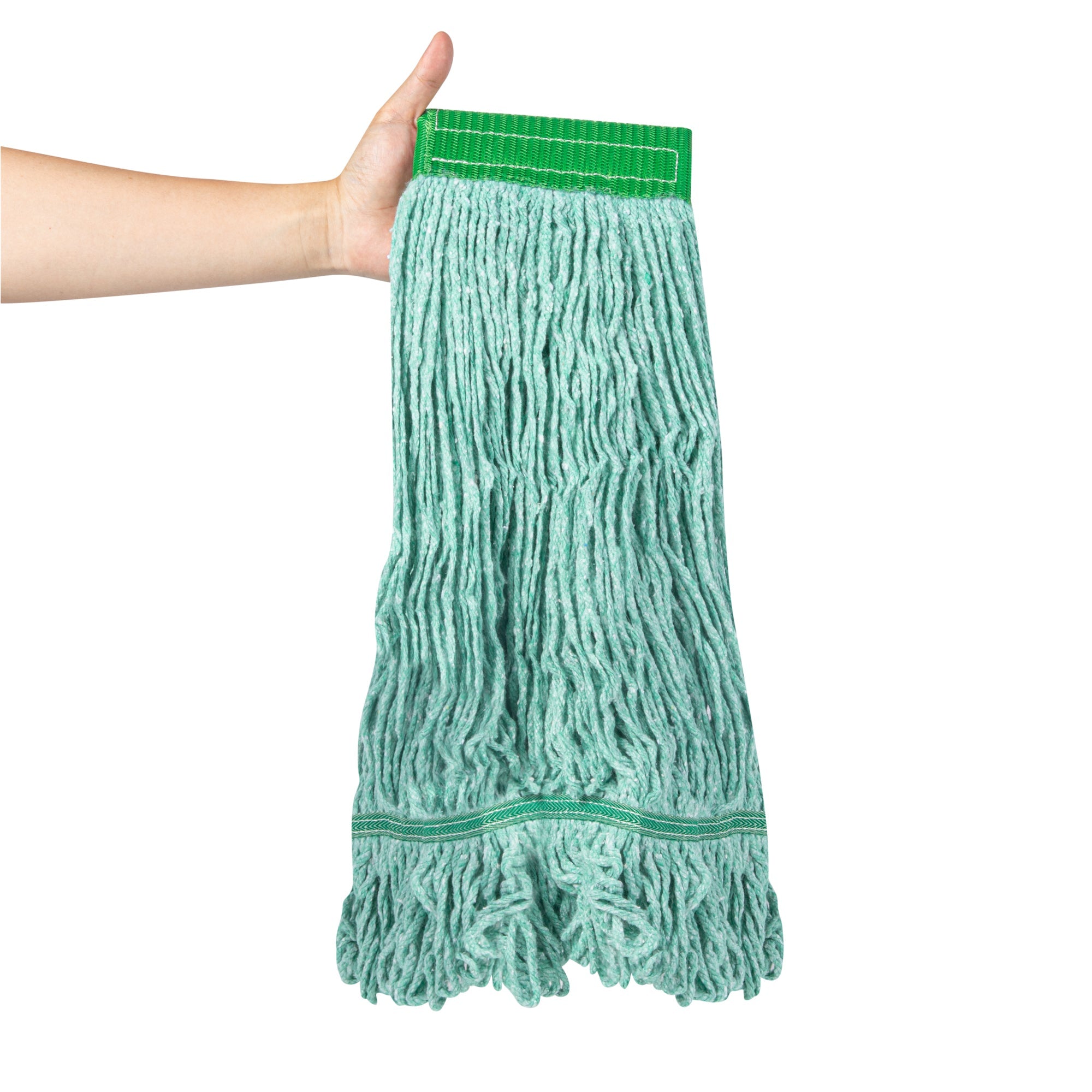 Clean Tek Professional 24 oz Green Cotton Blend Wet Mop Head - with 5" Headband- 1 count box