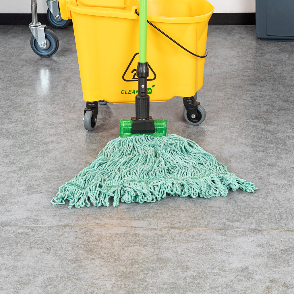 Clean Tek Professional 24 oz Green Cotton Blend Wet Mop Head - with 5" Headband- 1 count box