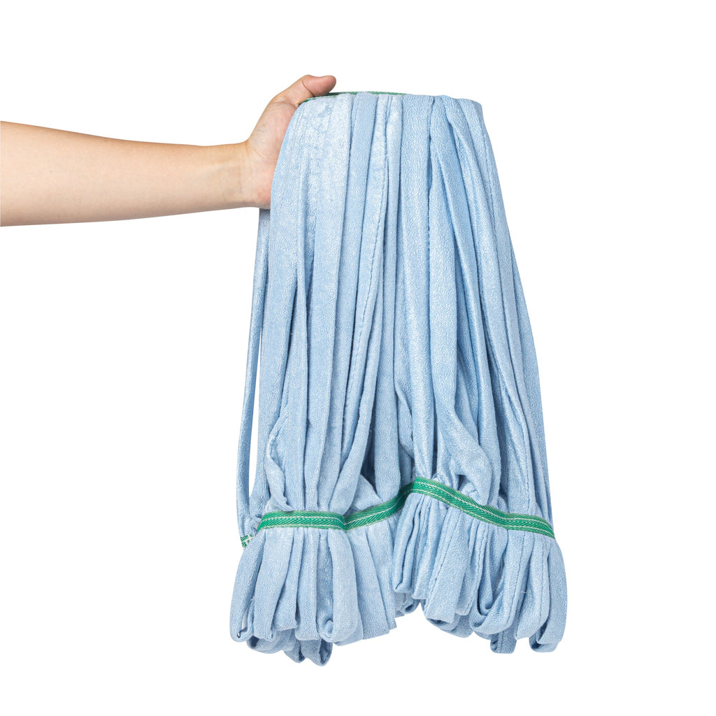 Clean Tek Professional 24 oz Blue Microfiber Heavy Duty Wet Mop Head - with 1 1/4" Headband- 1 count box