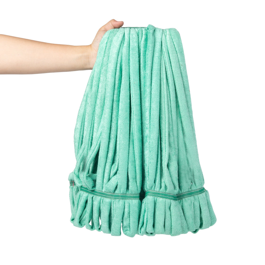 Clean Tek Professional 24 oz Green Microfiber Heavy Duty Wet Mop Head - with 1 1/4" Headband- 1 count box