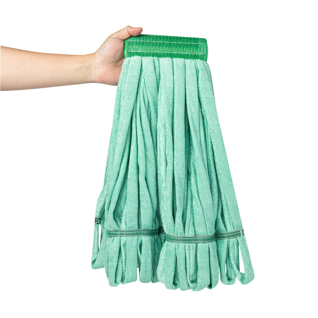 Clean Tek Professional 18 oz Green Microfiber Heavy Duty Wet Mop Head - with 5" Headband- 1 count box