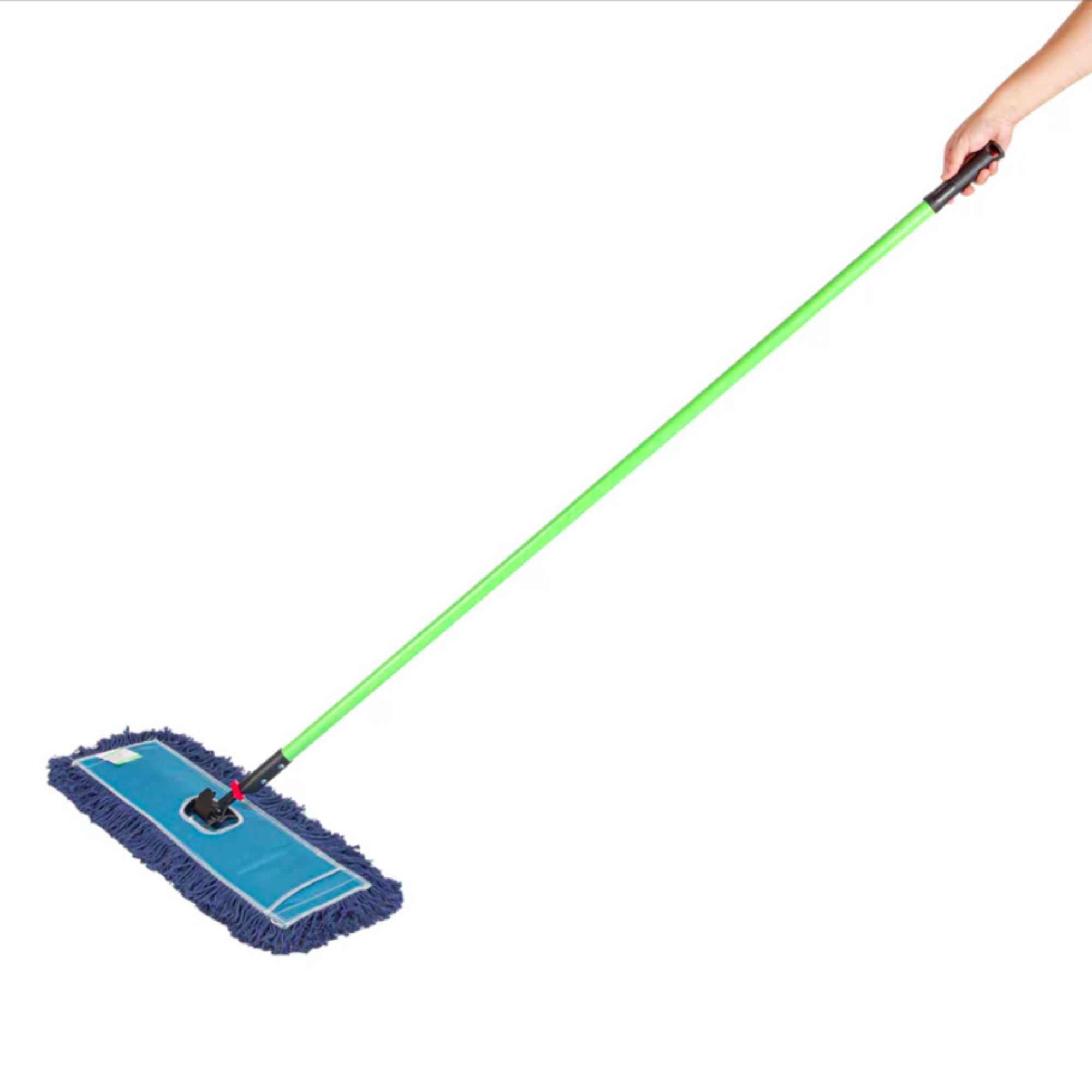 Clean Tek Professional Blue Cotton-Poly Blend Dust / Dry Mop - with 64" Handle - 24" x 5" - 1 count box