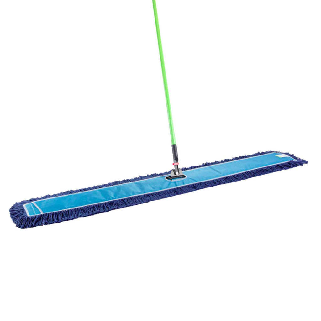 Clean Tek Professional Blue Cotton-Poly Blend Dust / Dry Mop - with 64" Handle - 59 3/4" x 5" - 1 count box