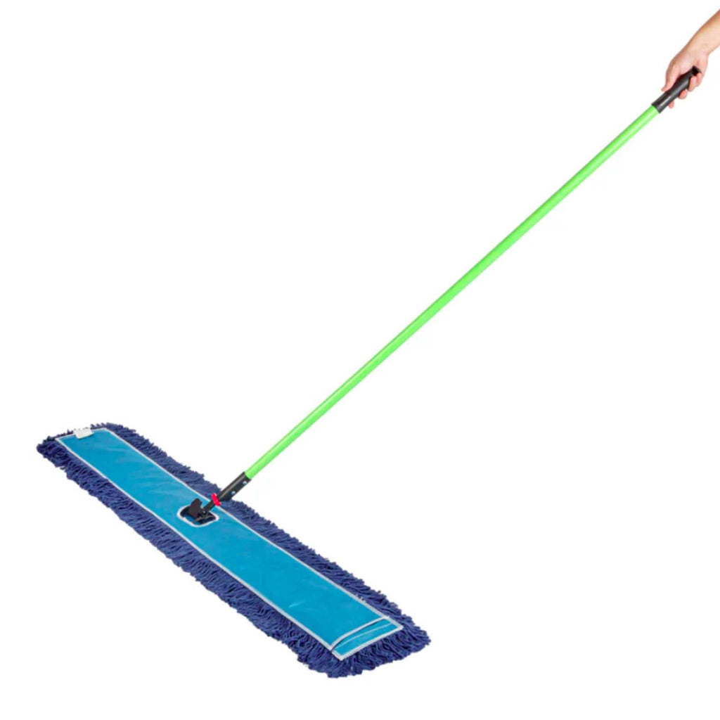 Clean Tek Professional Blue Cotton-Poly Blend Dust / Dry Mop - with 64" Handle - 59 3/4" x 5" - 1 count box