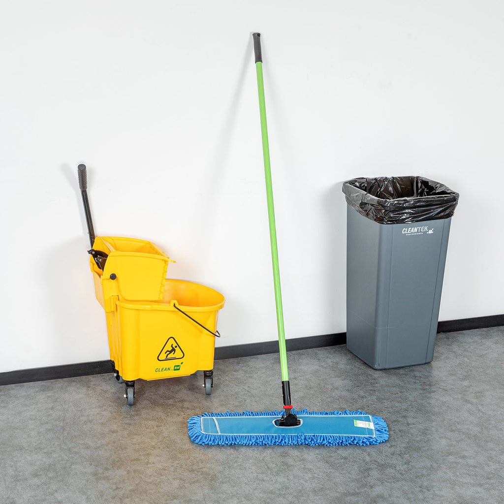 Clean Tek Professional Blue Microfiber Dust / Dry Mop - with 64" Handle - 24" x 5" - 1 count box