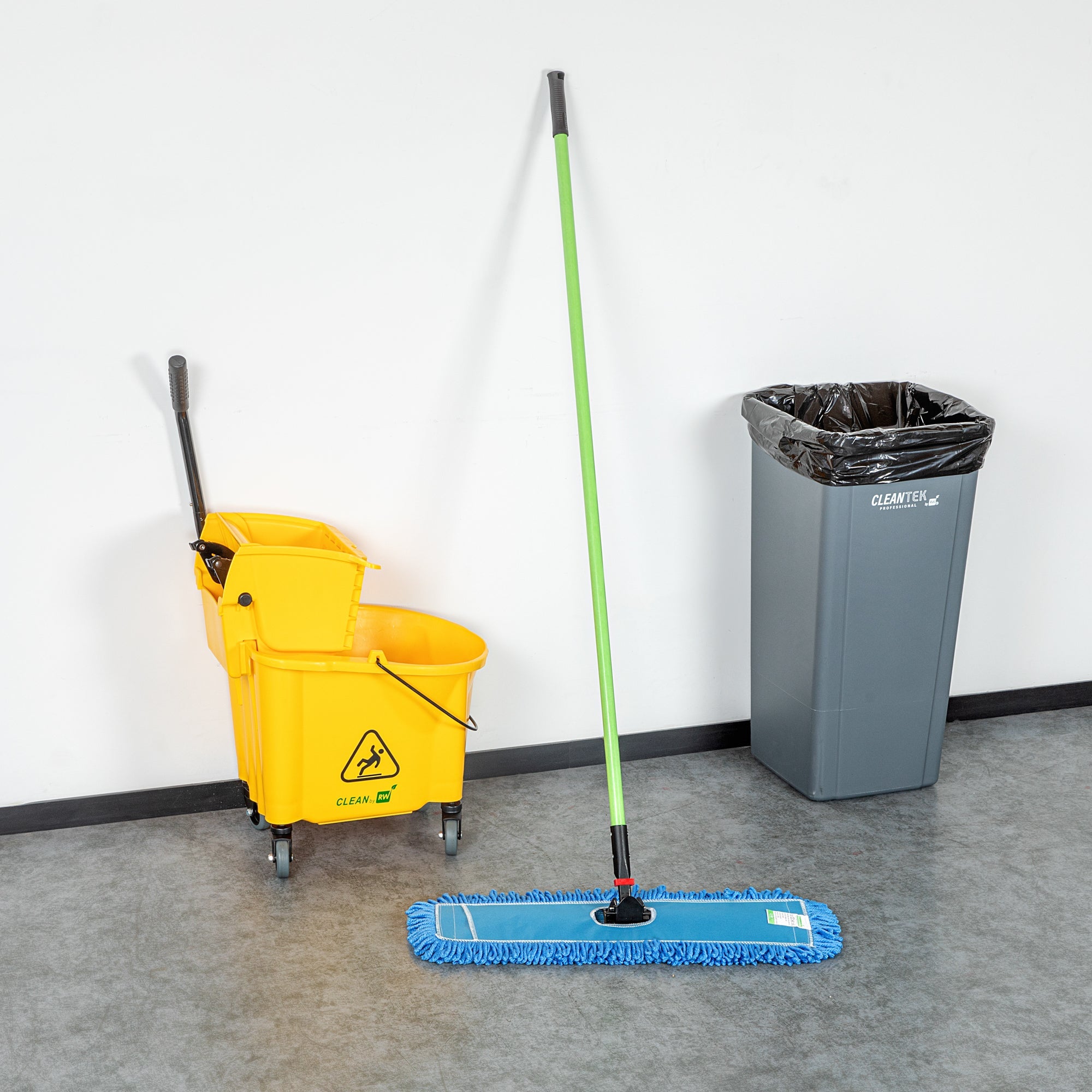 Clean Tek Professional Blue Microfiber Dust / Dry Mop - with 64" Handle - 24" x 5" - 1 count box