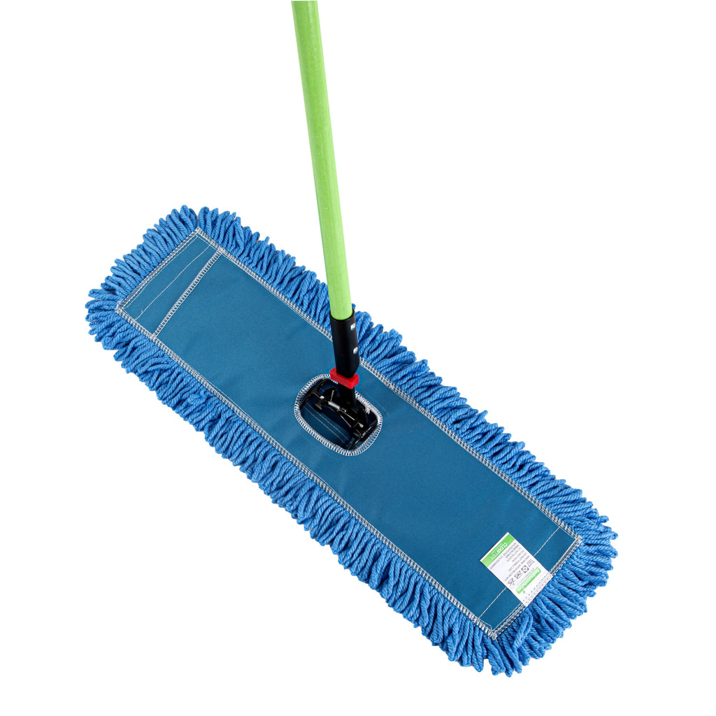 Clean Tek Professional Blue Microfiber Dust / Dry Mop - with 64" Handle - 24" x 5" - 1 count box