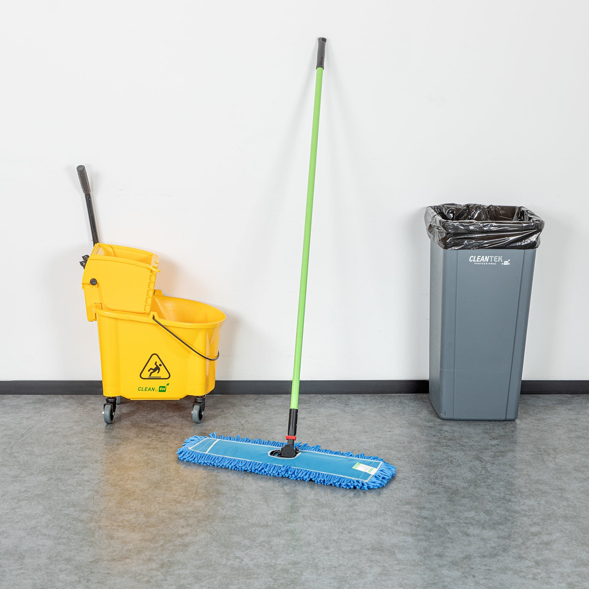 Clean Tek Professional Blue Microfiber Dust / Dry Mop - with 64" Handle - 24" x 5" - 1 count box