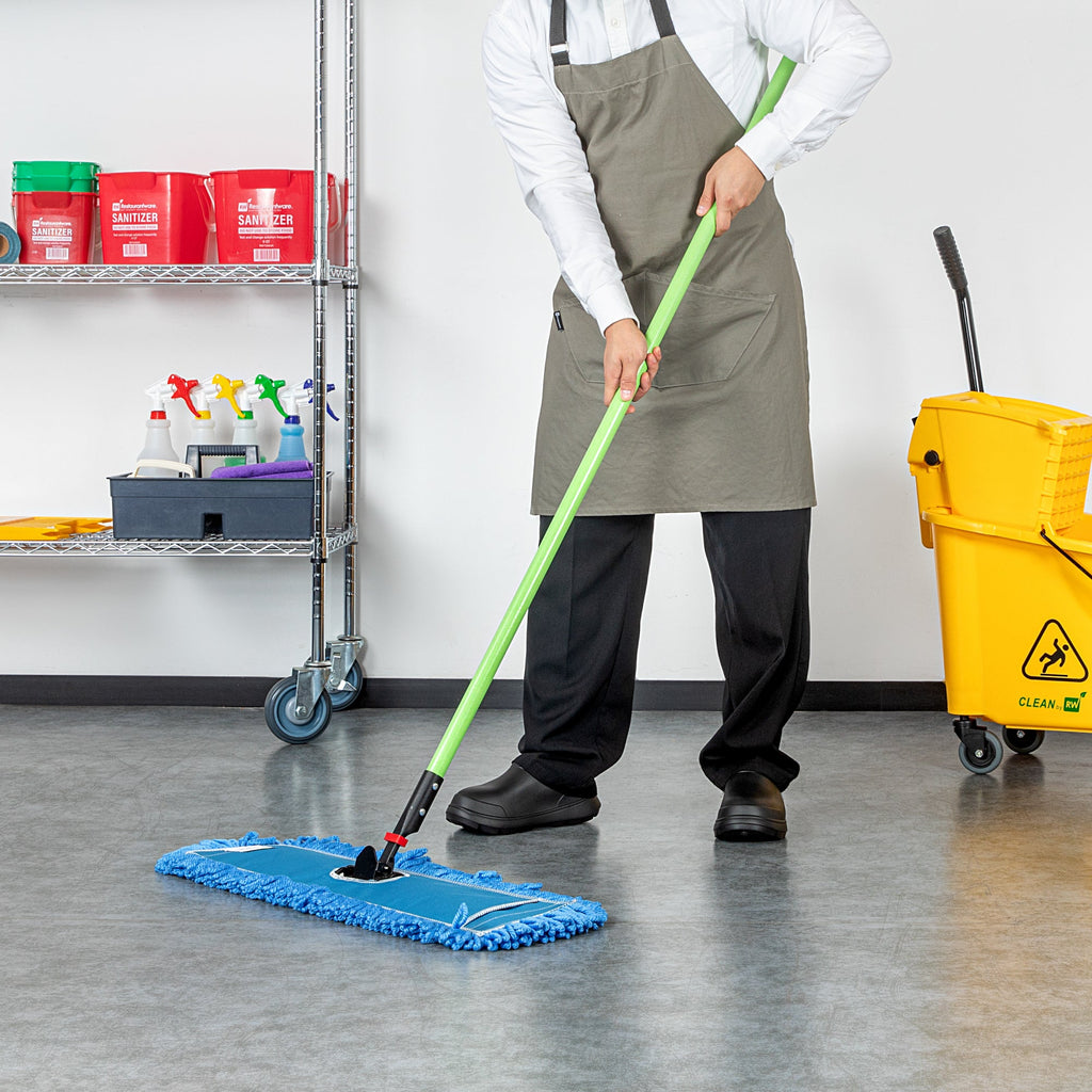 Clean Tek Professional Blue Microfiber Dust / Dry Mop - with 64" Handle - 24" x 5" - 1 count box
