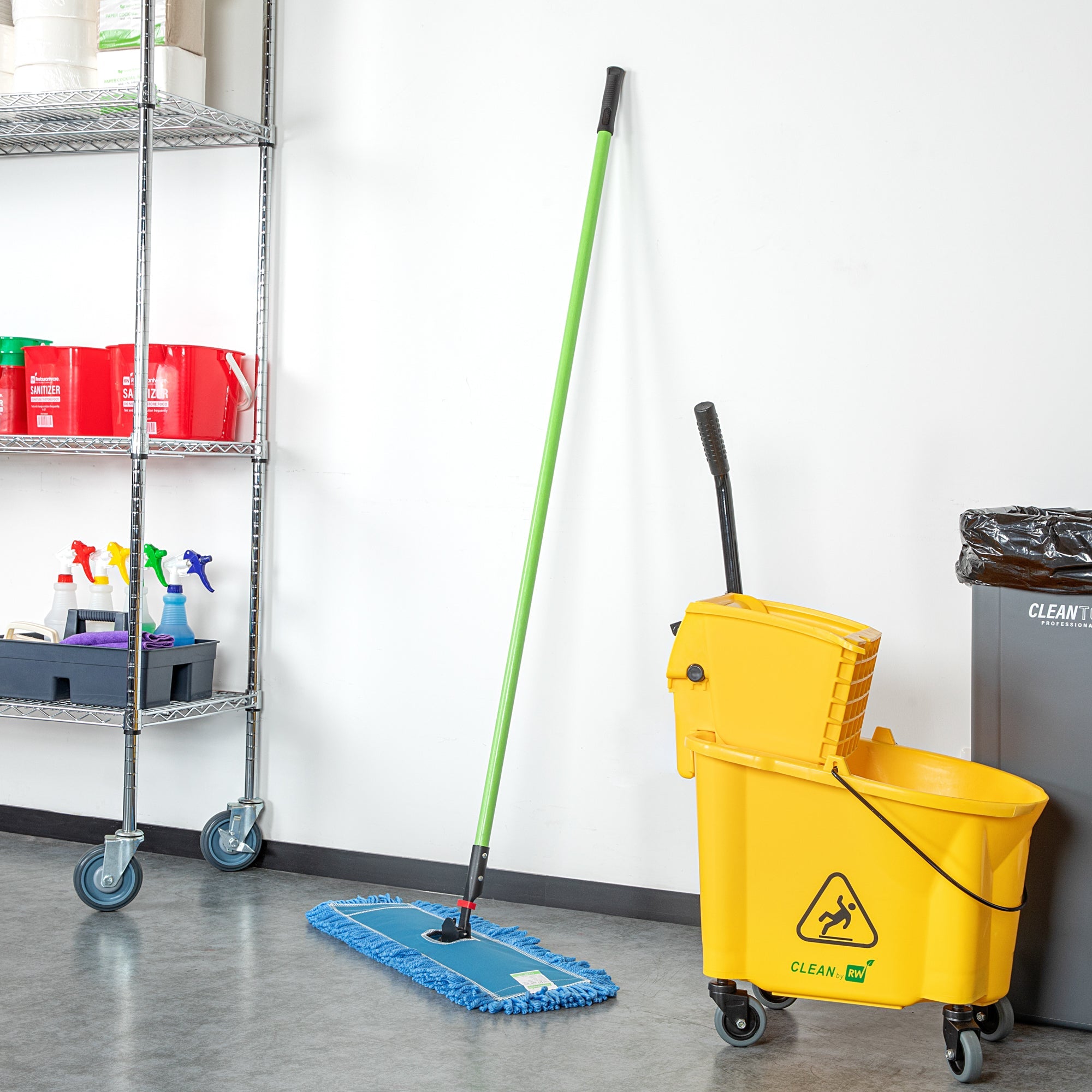 Clean Tek Professional Blue Microfiber Dust / Dry Mop - with 64" Handle - 24" x 5" - 1 count box