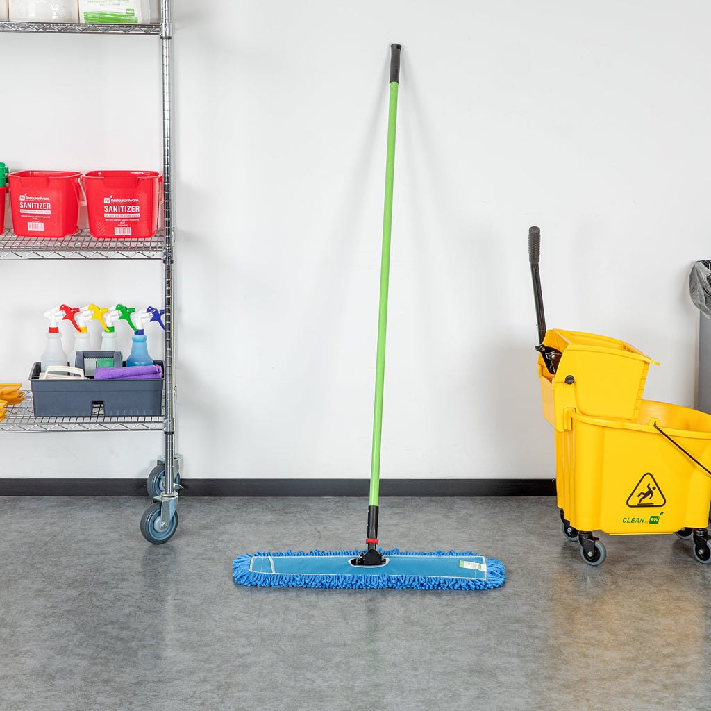 Clean Tek Professional Blue Microfiber Dust / Dry Mop - with 64" Handle - 24" x 5" - 1 count box
