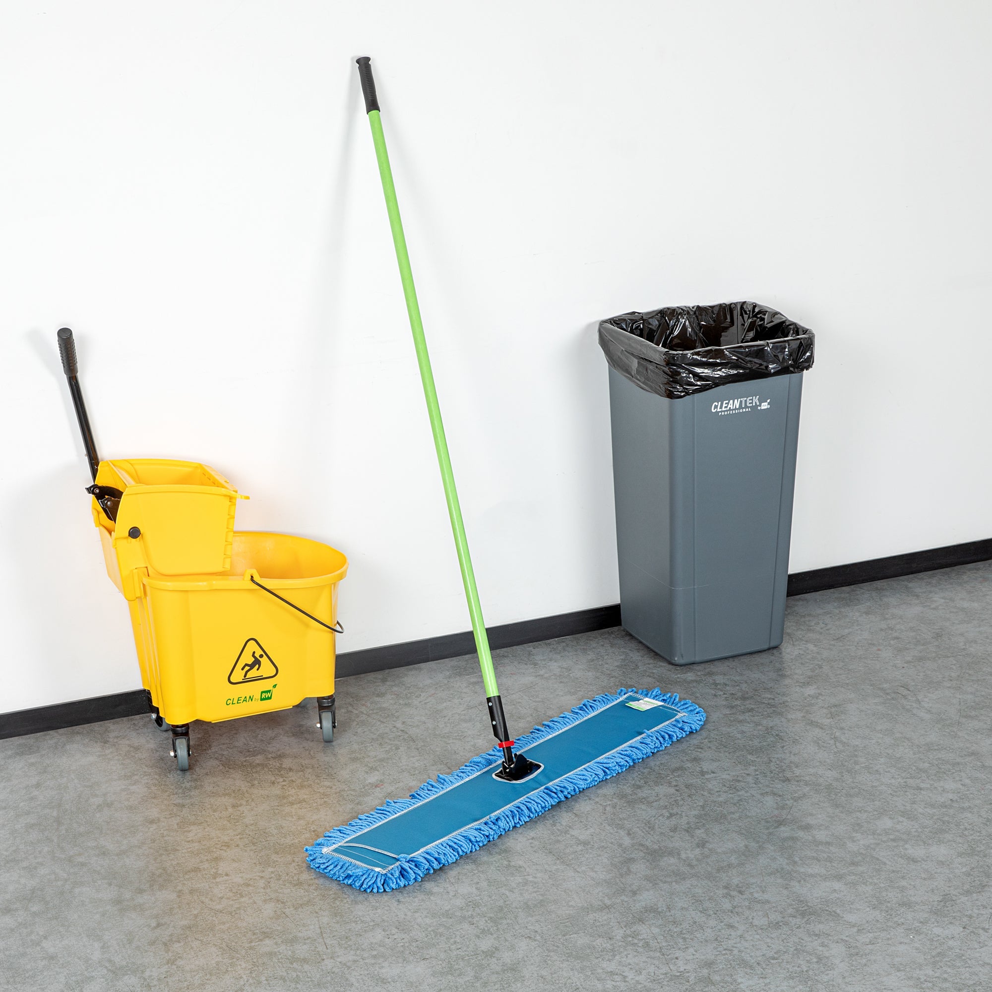 Clean Tek Professional Blue Microfiber Dust / Dry Mop - with 64" Handle - 35 3/4" x 5" - 1 count box
