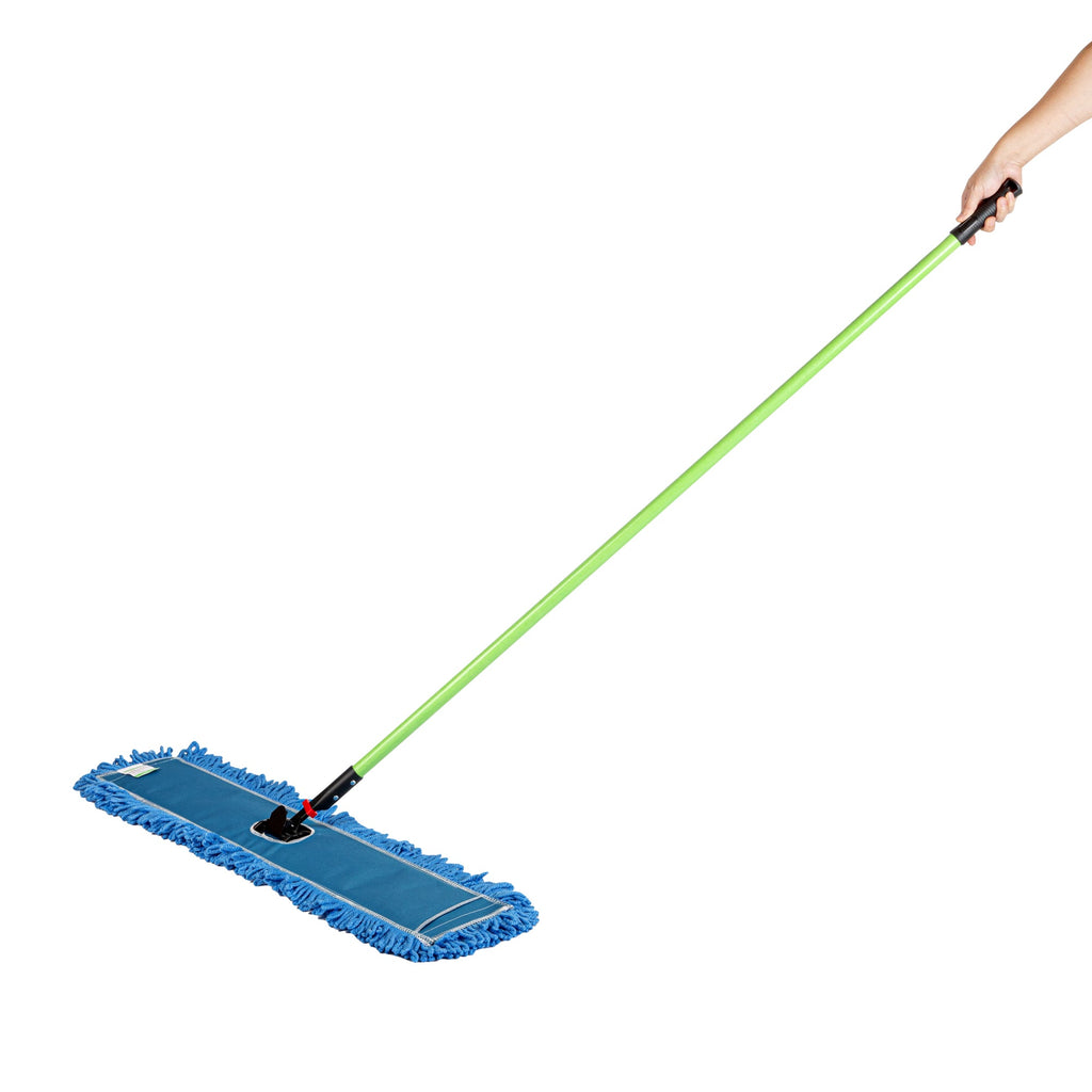 Clean Tek Professional Blue Microfiber Dust / Dry Mop - with 64" Handle - 35 3/4" x 5" - 1 count box