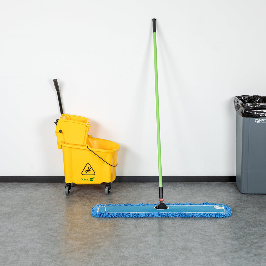 Clean Tek Professional Blue Microfiber Dust / Dry Mop - with 64" Handle - 35 3/4" x 5" - 1 count box