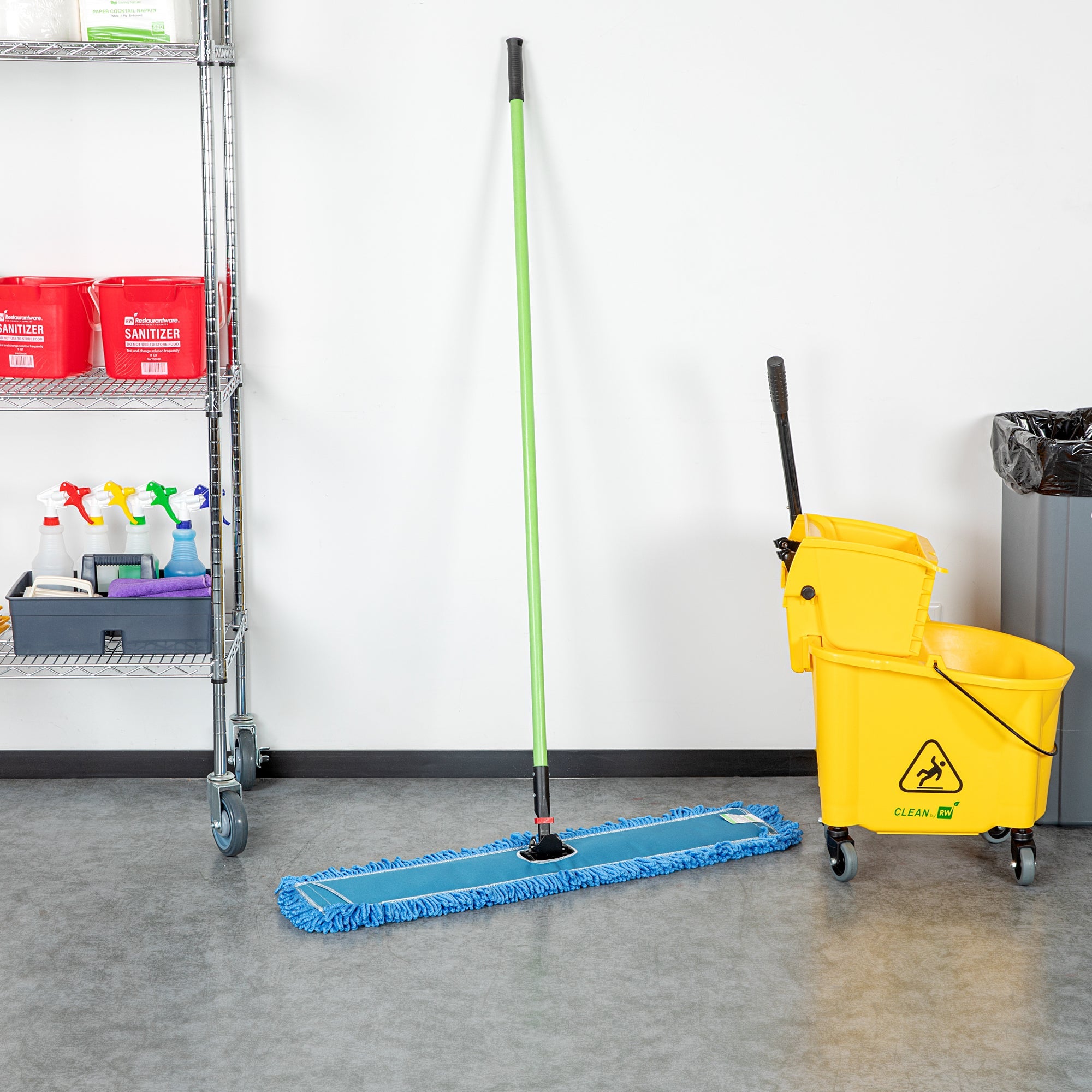 Clean Tek Professional Blue Microfiber Dust / Dry Mop - with 64" Handle - 35 3/4" x 5" - 1 count box
