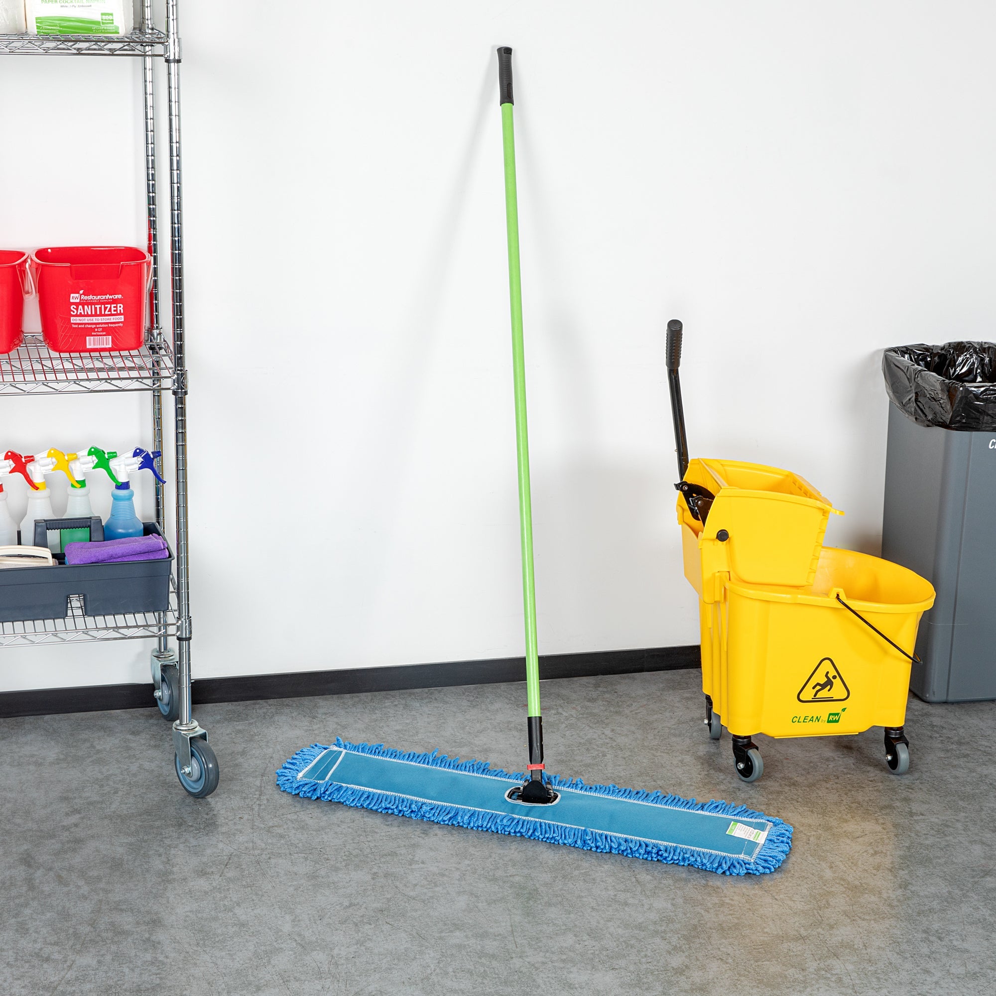 Clean Tek Professional Blue Microfiber Dust / Dry Mop - with 64" Handle - 35 3/4" x 5" - 1 count box