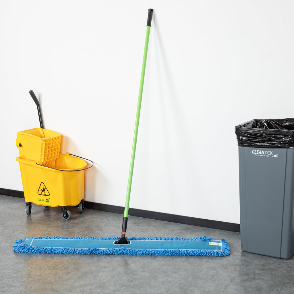 Clean Tek Professional Blue Microfiber Dust / Dry Mop - with 64" Handle - 48" x 5" - 1 count box