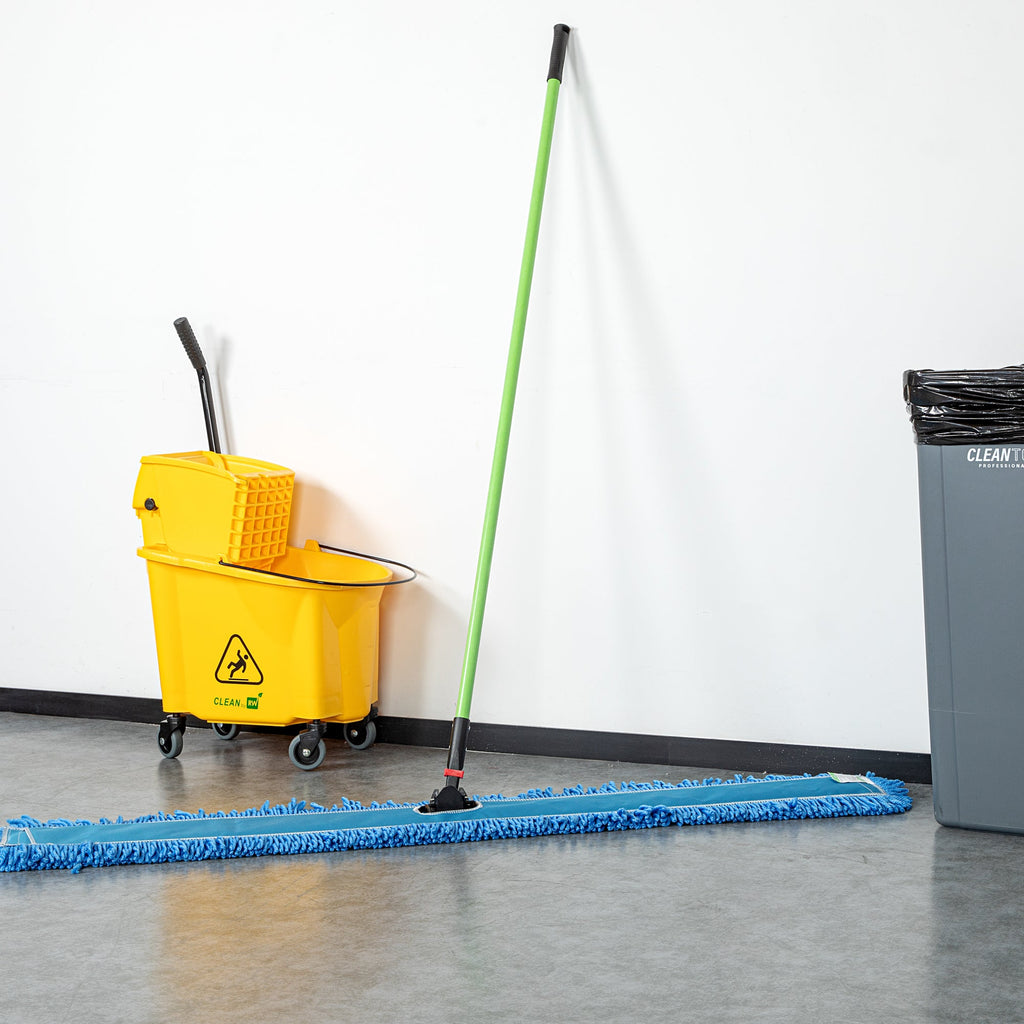 Clean Tek Professional Blue Microfiber Dust / Dry Mop - with 64" Handle - 59 3/4" x 5" - 1 count box