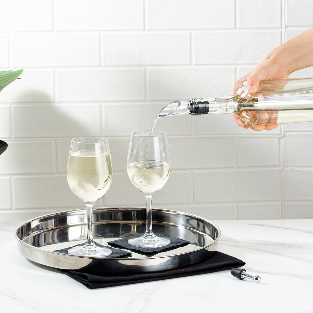 Bar Lux Stainless Steel Wine Chiller Stick / Pourer - with Aerator and Stopper - 12 3/4" - 1 count box