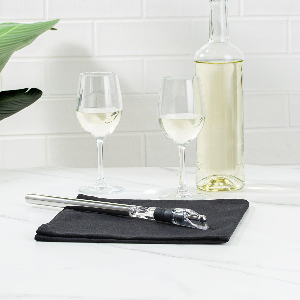 Bar Lux Stainless Steel Wine Chiller Stick / Pourer - with Aerator and Stopper - 12 3/4" - 1 count box